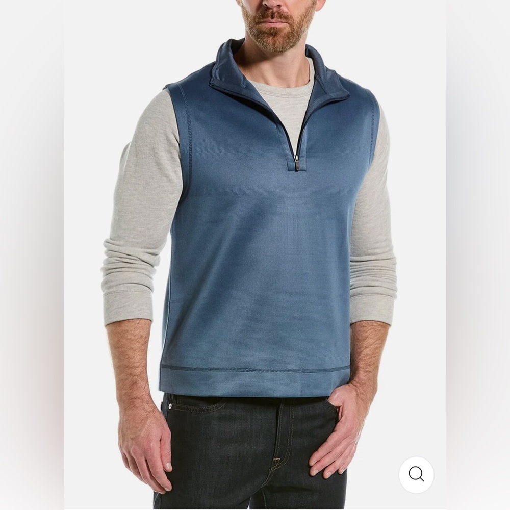 Hickey Freeman blue stripe men’s large 1/4 zip vest